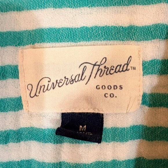 Universal Thread Green White Striped Seersucker Shirt Dress Button Front Size M - Picture 9 of 9
